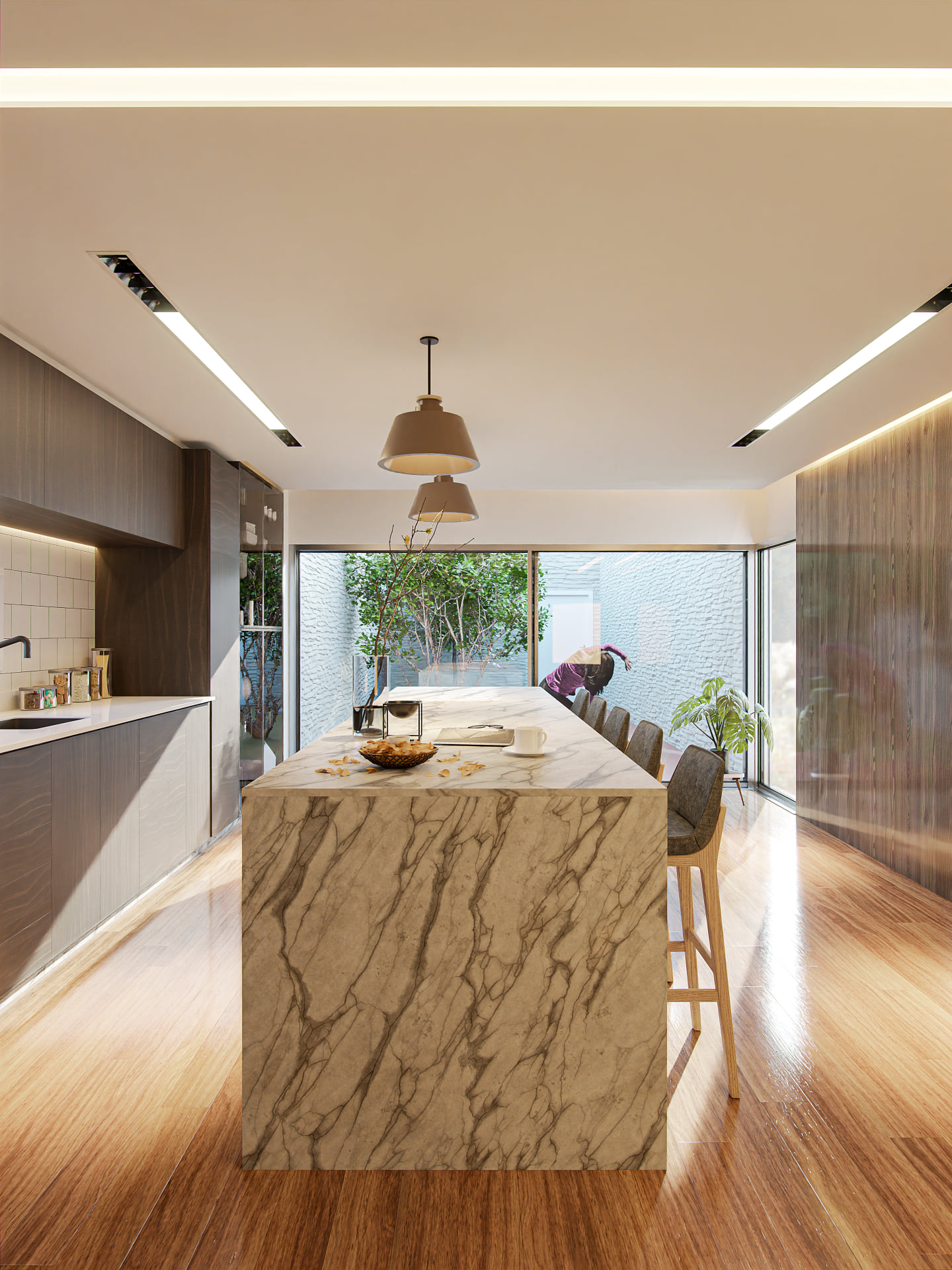 Sustainable House interior render in Blender, alternate view