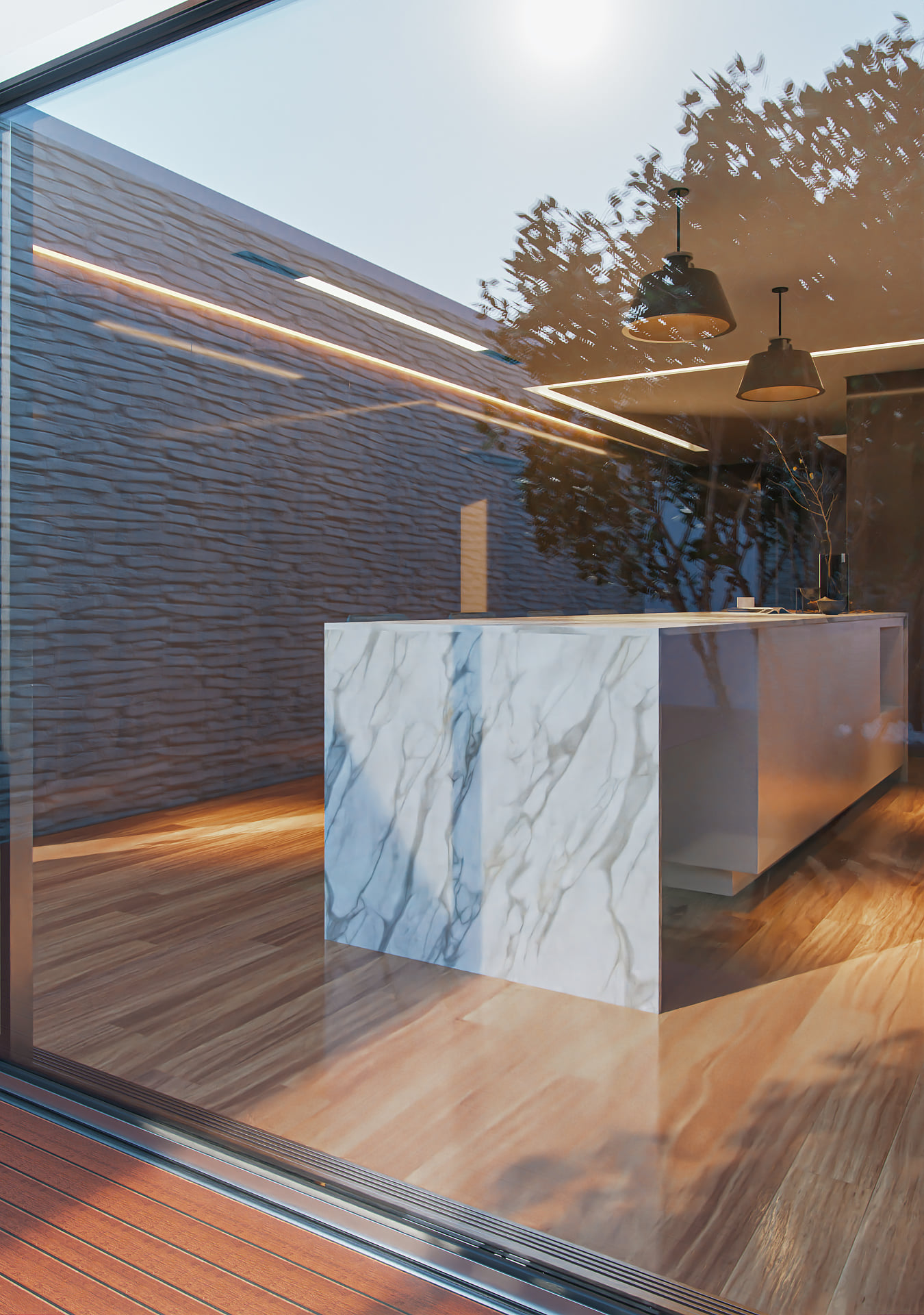 Sustainable House interior render in Blender, detail