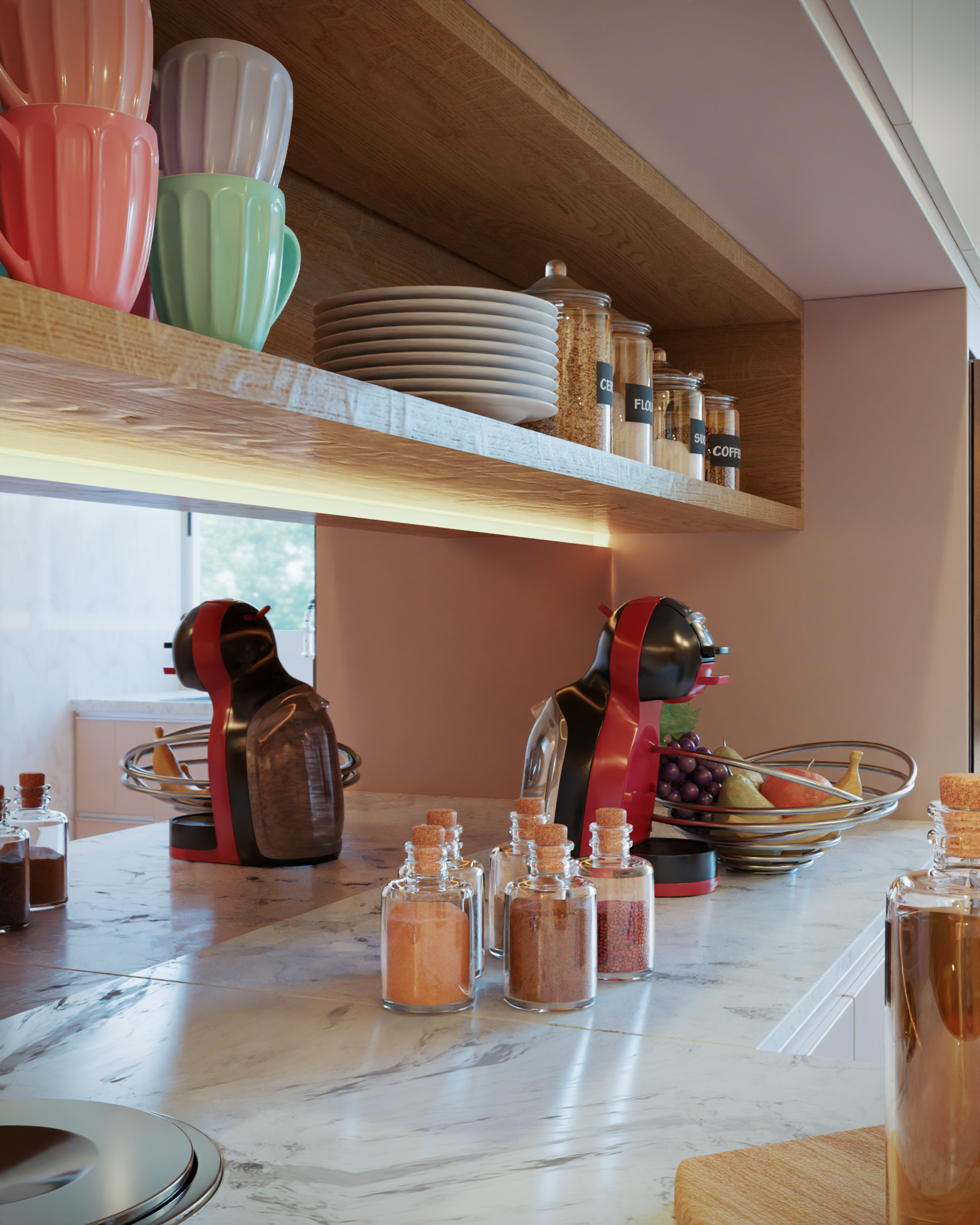 Heringer Kitchen interior render in Blender, alternate view