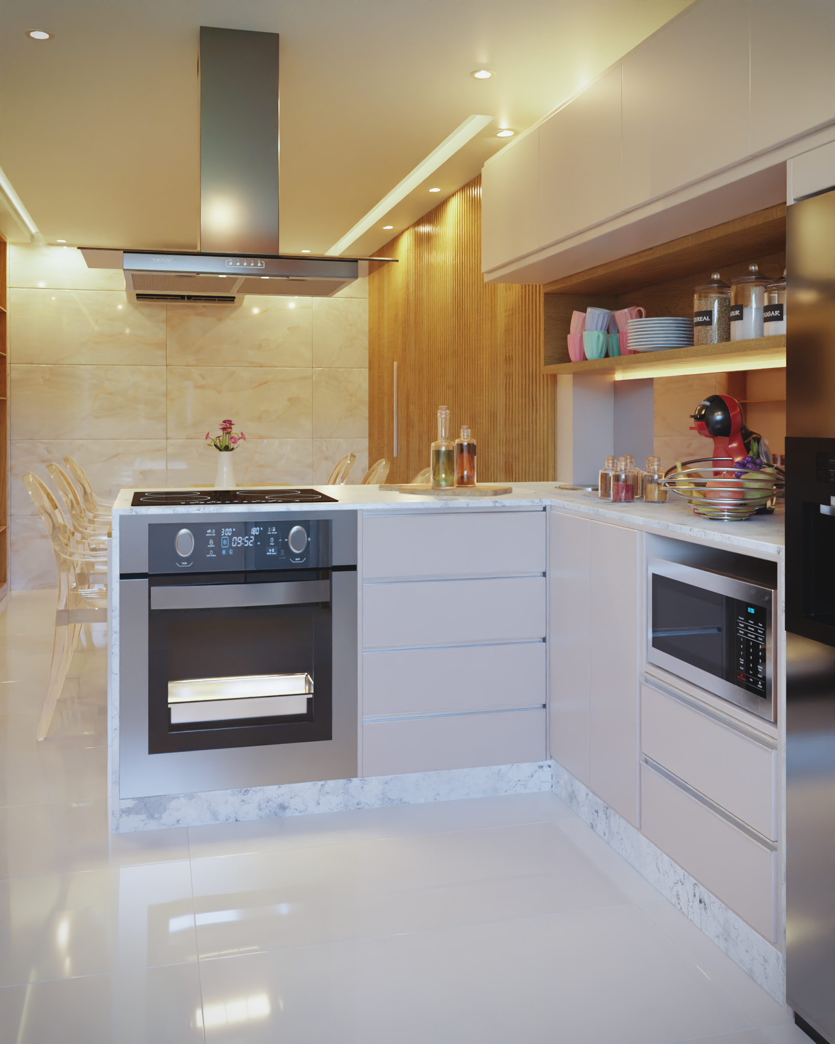 Heringer Kitchen interior render in Blender, detail